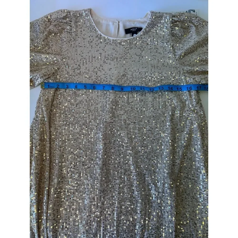 Aqua Girls Gold Sequin Dress Size L‎ 10/12